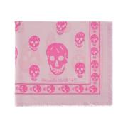 Rosa Ullskjerf med Skull Print