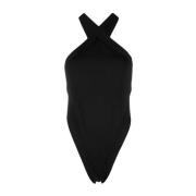 Sort Cut-Out Halterneck Bodysuit