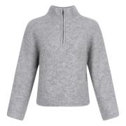 Myk Zip Pullover - Lys Grå Melange