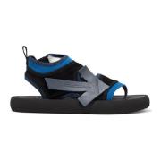 Blå Neopren Sandal med Semsket skinn