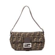 Pre-owned Brunt lerret Fendi baguette