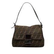 Pre-owned Brunt skinn Fendi mammaveske