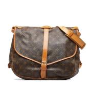 Pre-owned Brunt lerret Louis Vuitton Saumur