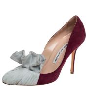 Pre-owned Burgunder semsket skinn Manolo Blahnik haeler