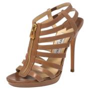 Pre-owned Brunt skinn Jimmy Choo Sandaler