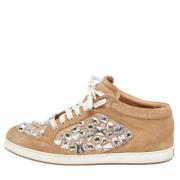 Pre-owned Beige semsket skinn Jimmy Choo joggesko