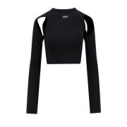 Stretch Nylon Crew-Neck Top med Cut-Out Detalj