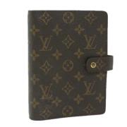 Pre-owned Brunt lerret Louis Vuitton lommebok