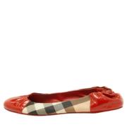 Pre-owned Oransje belagt lerret Burberry Flats