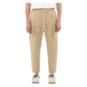 Beige Cropped Cargo Pants