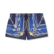 Blå Nautisk Print Shorts