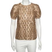 Pre-owned Metallic Silk Burberry Top