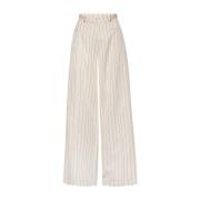 Wide Suiting Pants - Egret Comb