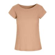 Feminine Globe Rib T-Shirt Top