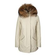 Beige Arctic Parka med Avtagbar Pels