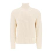 Bomull og ull funnel-neck sweater