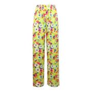 Floral-print brede bukser