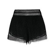 Sort Bomull Broderie Anglaise Mini Shorts