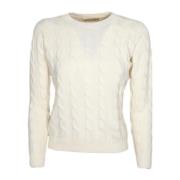 Italiensk Laget Cashmere og Ull Flettet Crewneck Genser