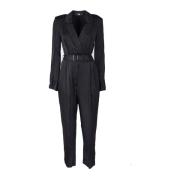 Svart Sateng Jumpsuit med Kapesleeves