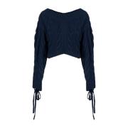 Blå Cable Lace Up Jumper