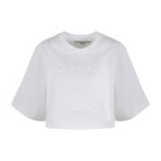 Flock Embossed Logo Crop T-skjorte