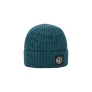 Ribbestrikket Ull Beanie med Kompass Logo