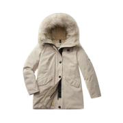 Beige Quiltet Parka med Hette