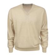 Beige Cashmere V-Hals Genser