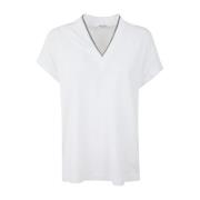 Hvit V Neck T-Skjorte