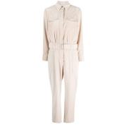 Beige Corduroy Jumpsuit med Belte