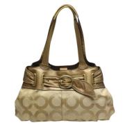 Pre-owned Beige Fabric Coach Skulderveske