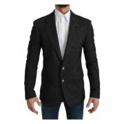 Grå Rutet Slim Fit Jakke Blazer