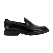 Sorte flate loafers for menn