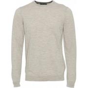 Ecru Clean Cut Merino Wool Crew Gensere