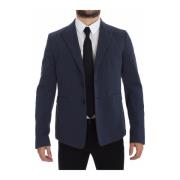 Blå Bomull Stretch Casual Blazer