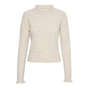 Beige Melange Anaja Pullover med Volanger