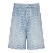 Monogrammede denimshorts med rett snitt