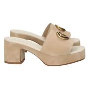 Brune Suede Platform Sandaler