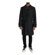 Svart Lang Trench Coat Jakke