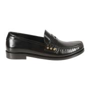 Sorte flate loafer moc sko