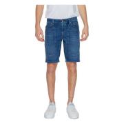 Blå Plain Shorts med Glidelås Lukking