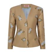 Brokade Blomster Blazer Jakke