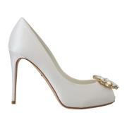 Hvite Krystall Peep Toe Pumps