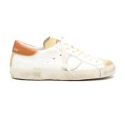 Hvite skinn sneakers med beige detaljer