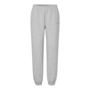 Grå Melange Sweatpants med Elastisk Midje