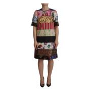 Multifarget Patchwork Blomster Sheath Mini Kjole