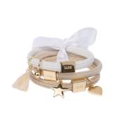 Hair Ties 3 PK Charm Combo Sands W/Gold