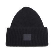 Svart Ull Patch Beanie