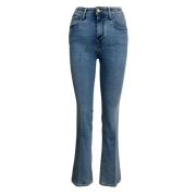 Høy Midje Flare Jeans - Lys Denim